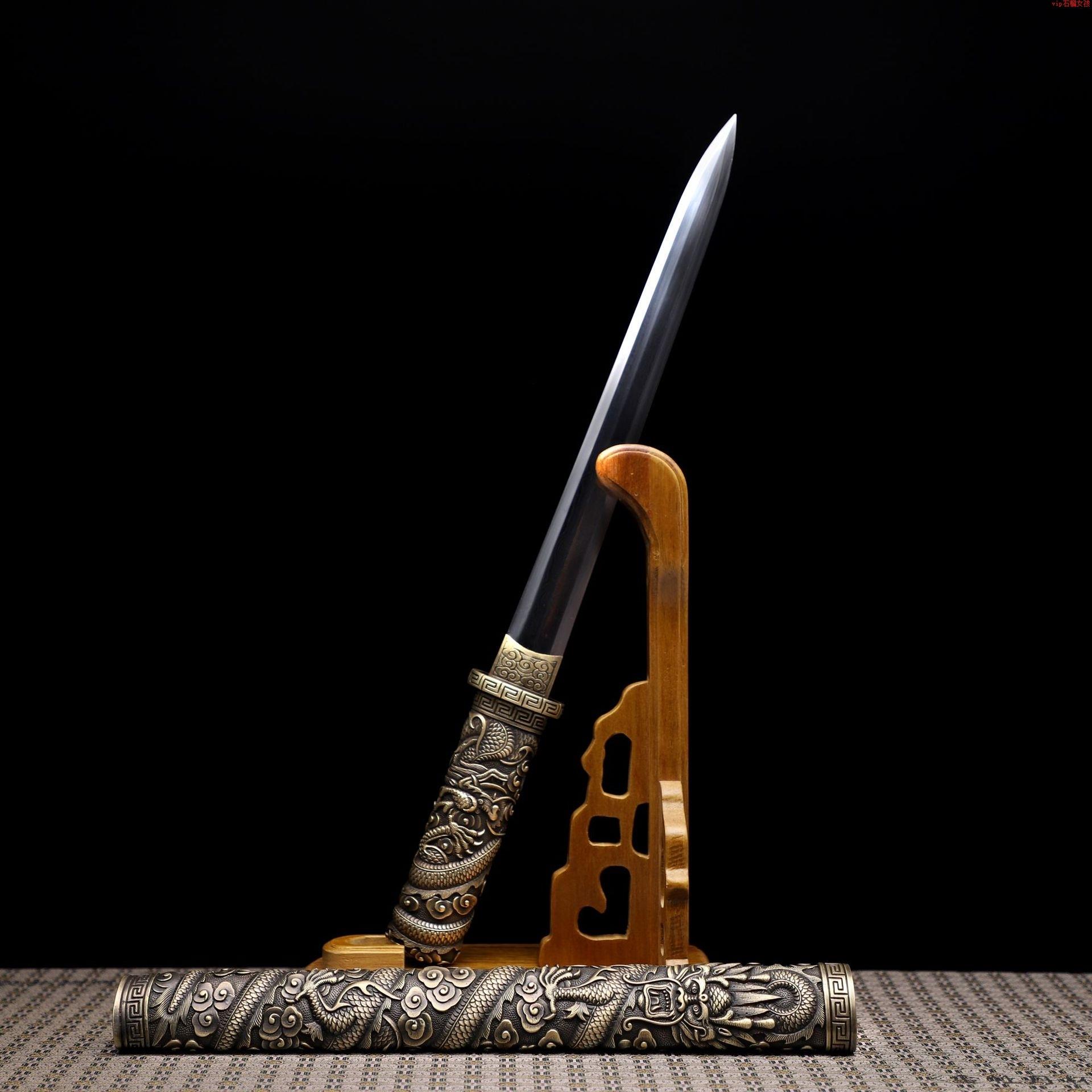 手工艺品刀剑百炼钢包铜精雕八面剑一体短剑影视兵器唐剑外贸未开