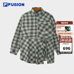 宽松设计感不规则格子衬衫 新款 FUSION斐乐女子外套2026春季 FILA