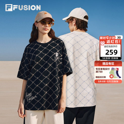 FILAFUSION情侣老花短袖t恤