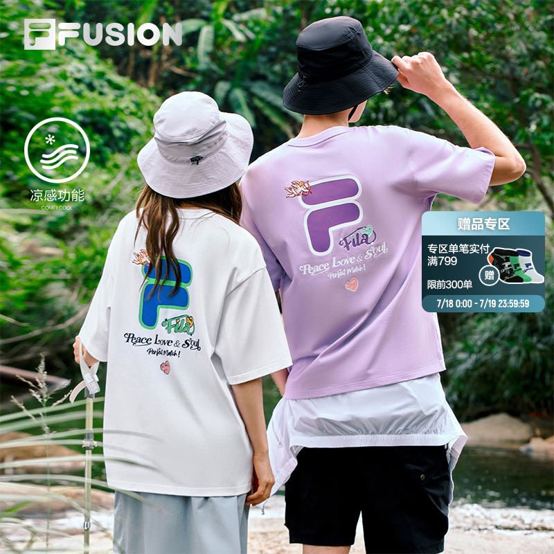 FILAFUSION斐乐潮牌情侣短袖T恤