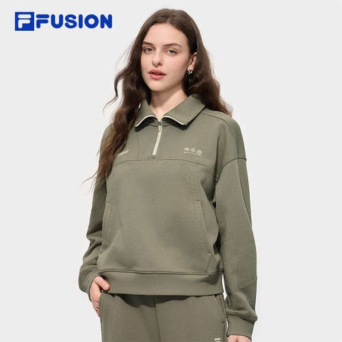 FILA FUSION斐乐潮牌女子套头卫衣官方冬季新款休闲针织长袖上衣 - 封面