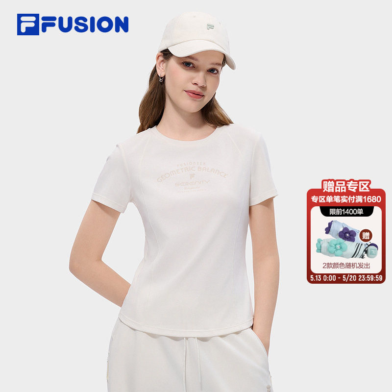FILA FUSION斐乐潮牌女子针织短袖T恤2026夏季新款简
