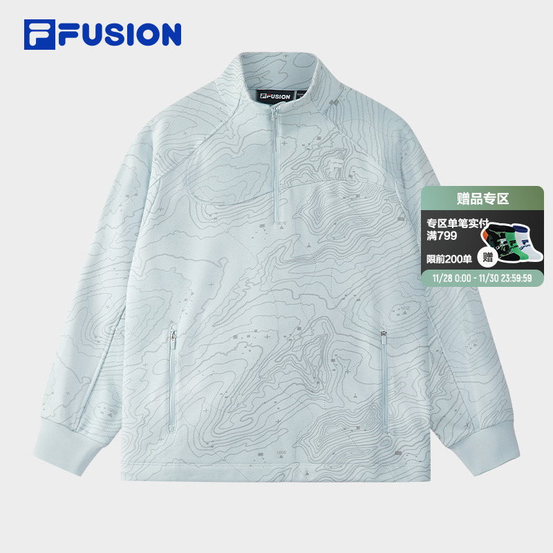 FILA FUSION斐乐潮牌女子套头卫衣2025冬季新款时尚宽松针织上衣