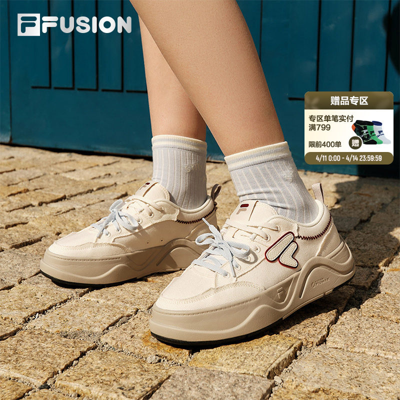 FILA FUSION斐乐帆布鞋女子板鞋2026夏季新款厚底小白鞋休闲鞋男