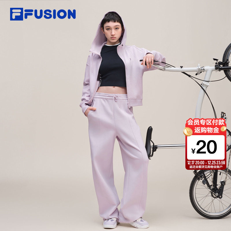 FILA FUSION斐乐潮牌针织连帽外套女2025秋新款时尚简