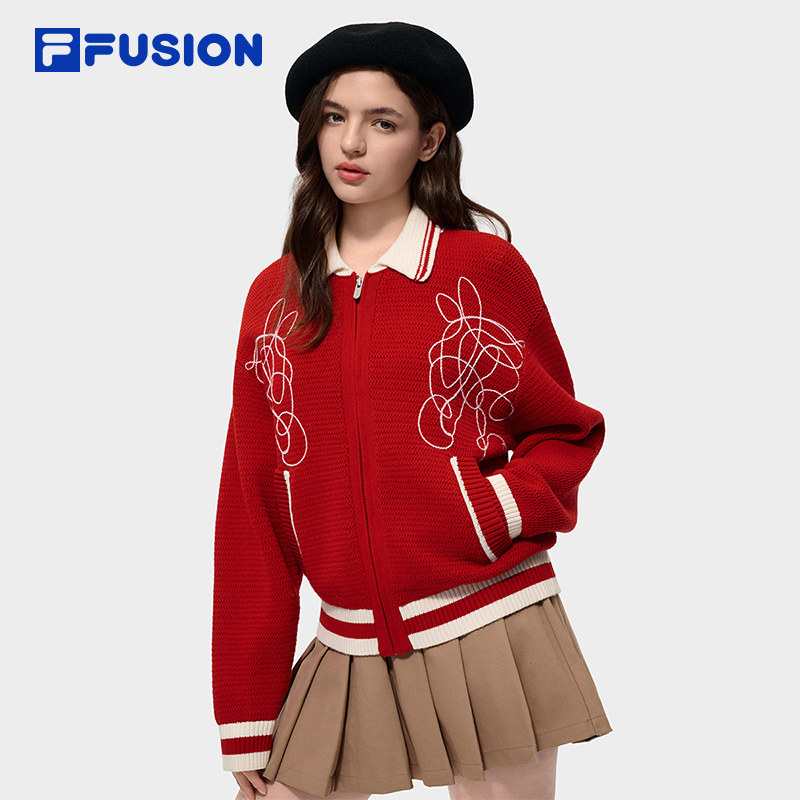 马上起飞丨FILA FUSION斐乐潮牌编织外套女2026春季新款开衫毛衣,运动服/休闲服装,运动毛衣/线衫,淘宝优惠券,粉丝福利购,淘宝优惠卷