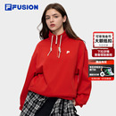 半拉链上衣 新款 FILA FUSION斐乐潮牌针织红色新年卫衣女2026春季