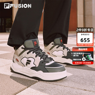 FILA 中高帮保暖加绒鞋 FUSION斐乐潮牌板鞋 款 情侣2025冬季 BANK2
