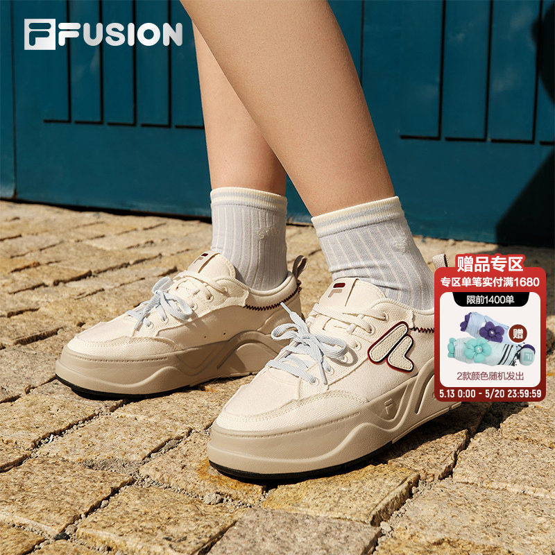 FILA FUSION斐乐帆布鞋女子板鞋2026夏季新款厚底小白