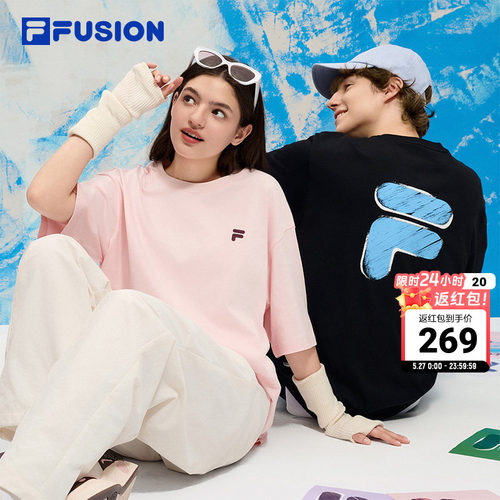FILAFUSION斐乐潮牌短袖T恤女男
