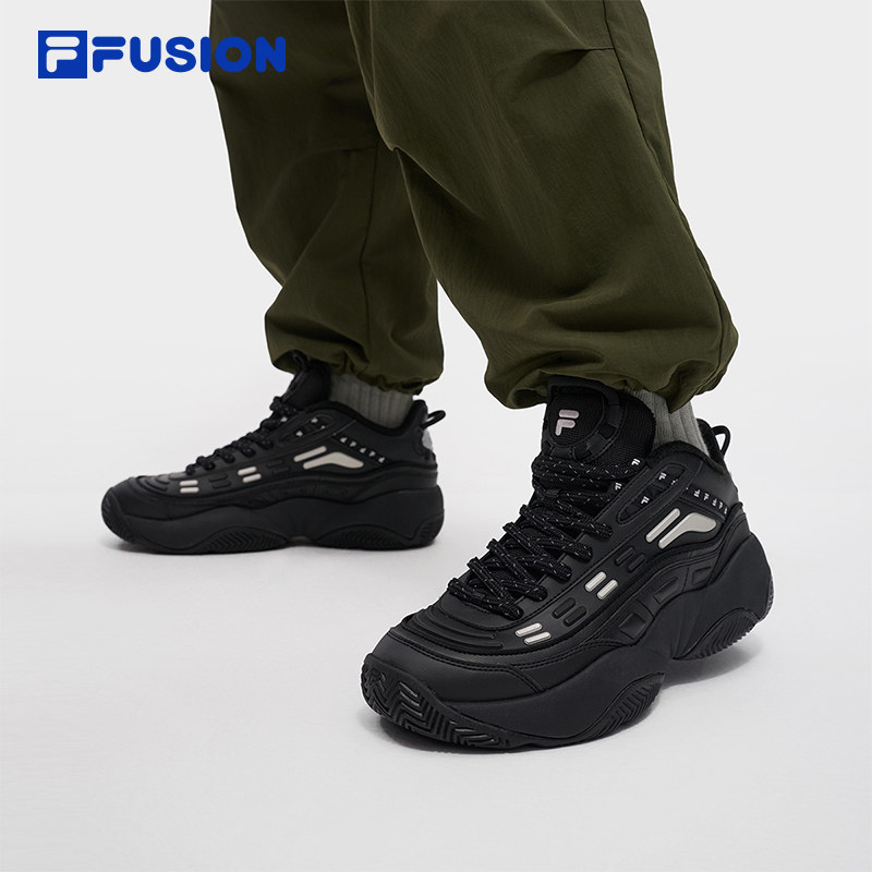FILA FUSION斐乐潮牌女鞋复古篮球鞋2025冬季新款中帮