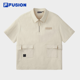 2025秋新款 FILA POLO衫 FUSION斐乐潮牌男士 休闲宽松上衣 梭织短袖