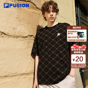 萌宠老花半袖 FILA 新款 t恤女26夏季 上衣男 FUSION斐乐潮牌情侣短袖