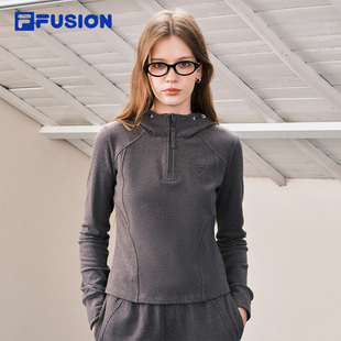 简约修身 新款 针织上衣 FUSION斐乐潮牌女子连帽卫衣2026春季 FILA