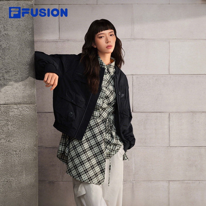 FILA FUSION斐乐潮牌梭织外套女2026春新款时尚宽松短款工装夹克