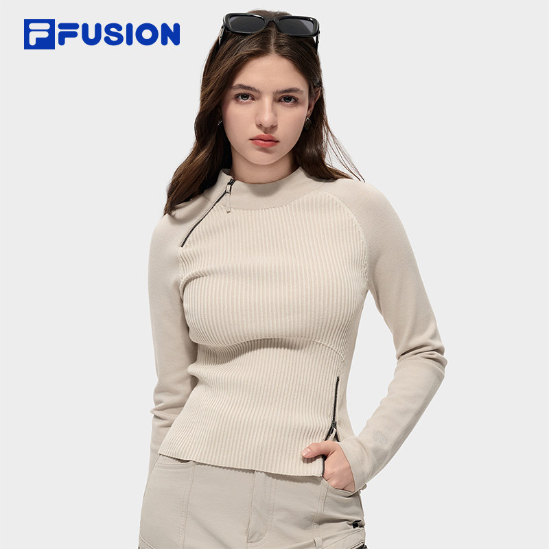 FILA FUSION斐乐潮牌编织衫女2026春季新款休闲修身保暖毛衣上衣,运动服/休闲服装,运动毛衣/线衫,淘宝优惠券,粉丝福利购,淘宝优惠卷