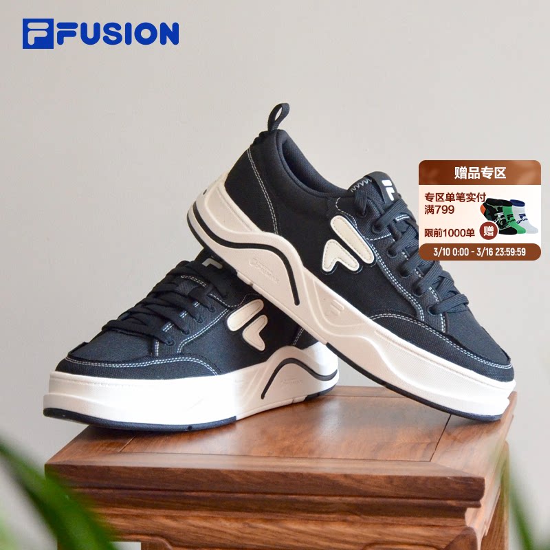 章昊同款FILA FUSION斐乐男鞋厚底低帮帆布鞋运动鞋休闲鞋板鞋女