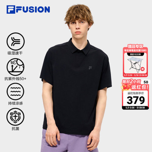FILAFUSION男短袖POLO防晒速干T