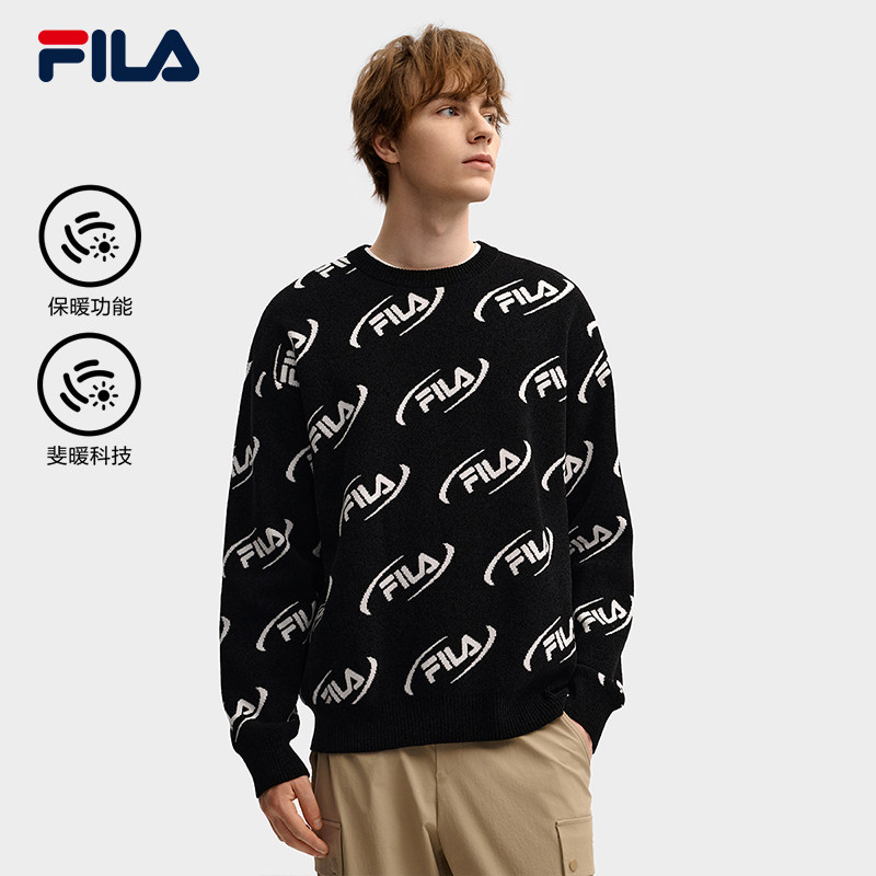 FILA 斐乐官方情侣编织衫男冬季新款宽松套头毛衣保暖长袖上衣女,运动服/休闲服装,运动T恤,淘宝优惠券,粉丝福利购,淘宝优惠卷