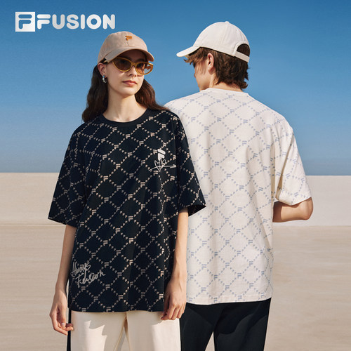 FILAFUSION情侣老花短袖t恤