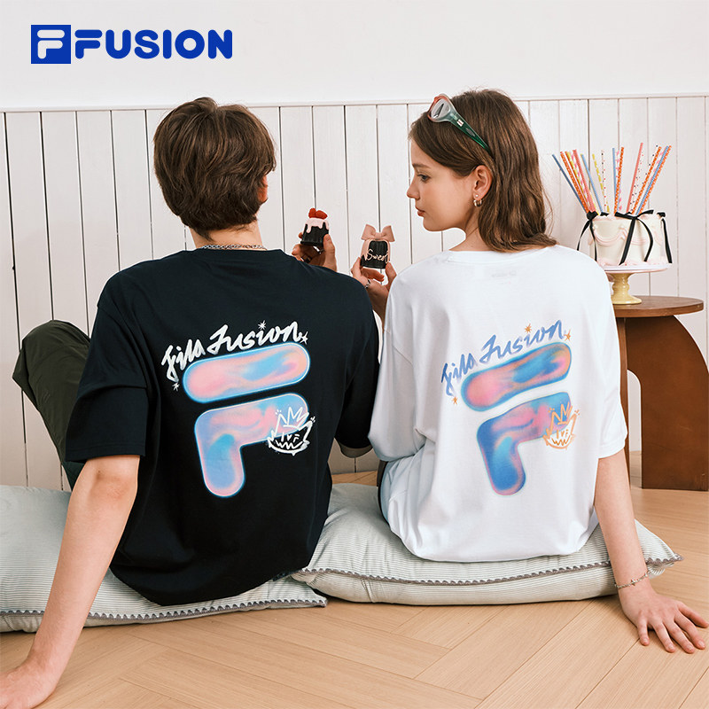 FILA FUSION斐乐潮牌情侣短袖女2026春季新款休闲百搭纯棉涂鸦T恤,运动服/休闲服装,运动T恤,淘宝优惠券,粉丝福利购,淘宝优惠卷