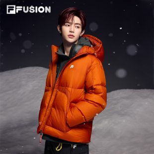 章昊同款鹅绒羽绒服|FILA FUSION斐乐潮牌男2025冬季保暖连帽外套