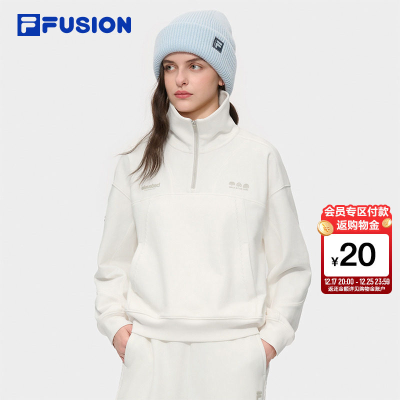FILA FUSION斐乐潮牌女子套头卫衣2025冬季新款休闲针