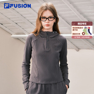 FILA 新款 简约修身 针织上衣 FUSION斐乐潮牌女子连帽卫衣2026春季
