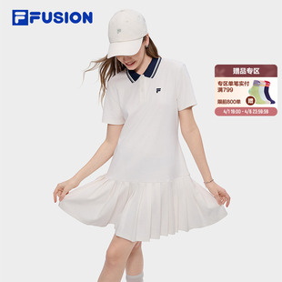 新款 宽松POLO裙百褶裙 FUSION斐乐潮牌女子针织连衣裙26夏季 FILA