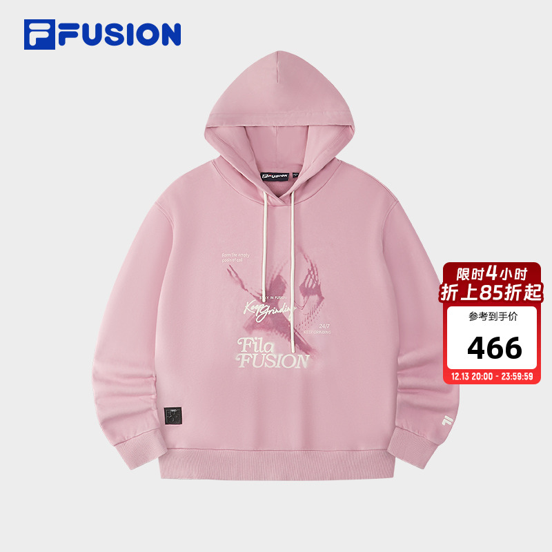 FILA FUSION斐乐潮牌女子连帽卫衣2025冬季新款简约纯棉针织上衣