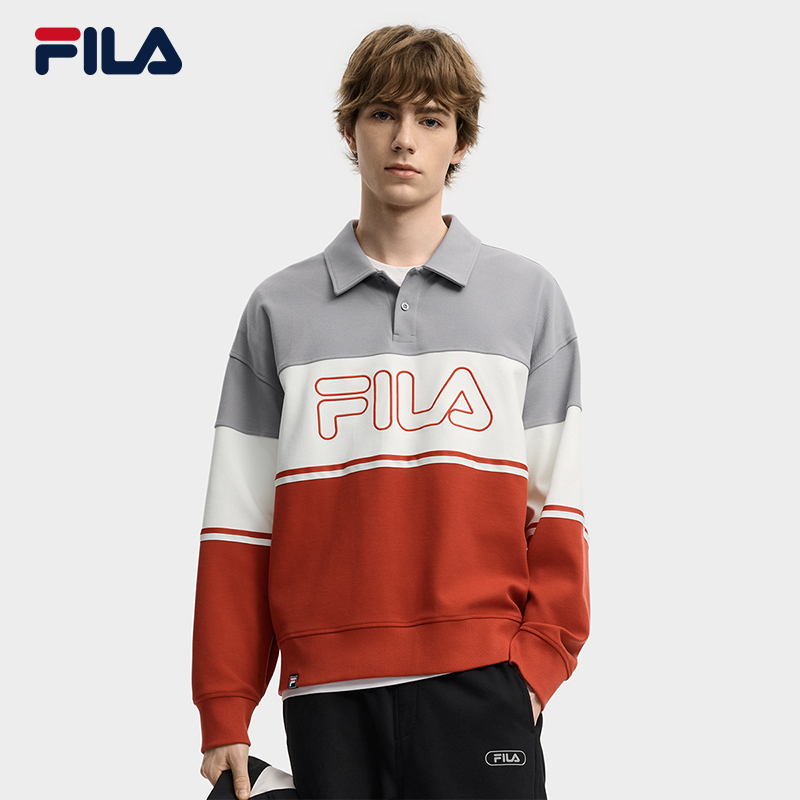 FILA斐乐男子针织长袖POLO衫