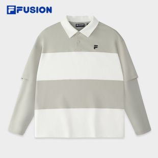 2025夏新款 FILA POLO衫 FUSION斐乐潮牌情侣款 假两件上衣 针织长袖