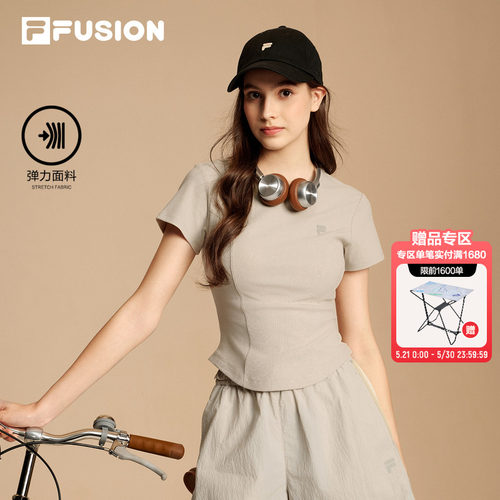 FILAFUSION斐乐女子紧身短袖T恤