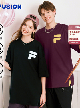 FILA FUSION斐乐潮牌情侣短袖T恤女26夏季新款宽松纯棉凉感上衣男