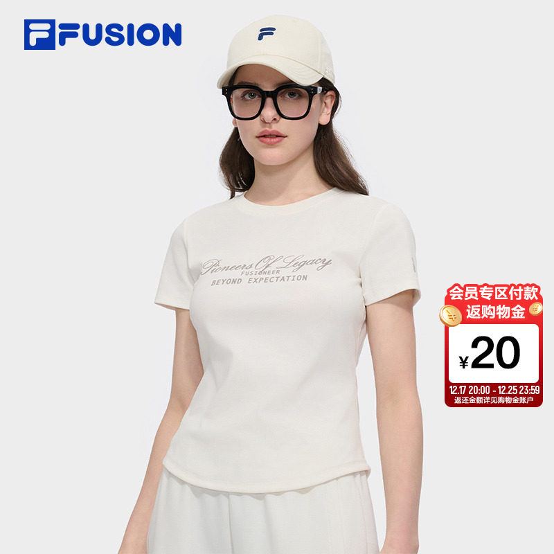 FILAFUSION斐乐女子针织短袖T恤