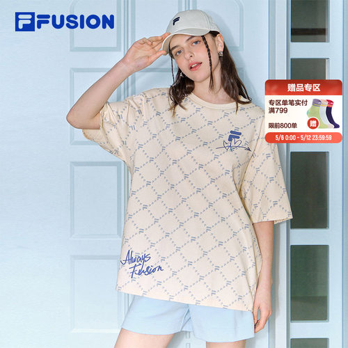 FILAFUSION情侣短袖老花T恤