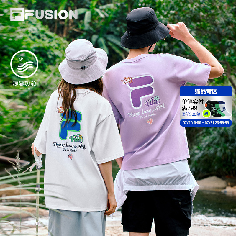 FILAFUSION斐乐潮牌情侣短袖T恤
