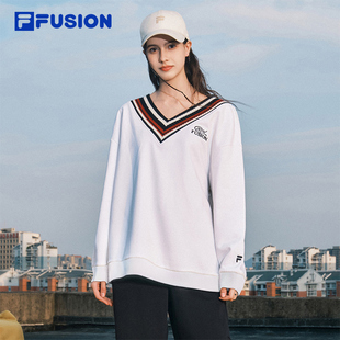 休闲学院风上衣 新款 FILA FUSION斐乐潮牌女子套头卫衣2025年秋季