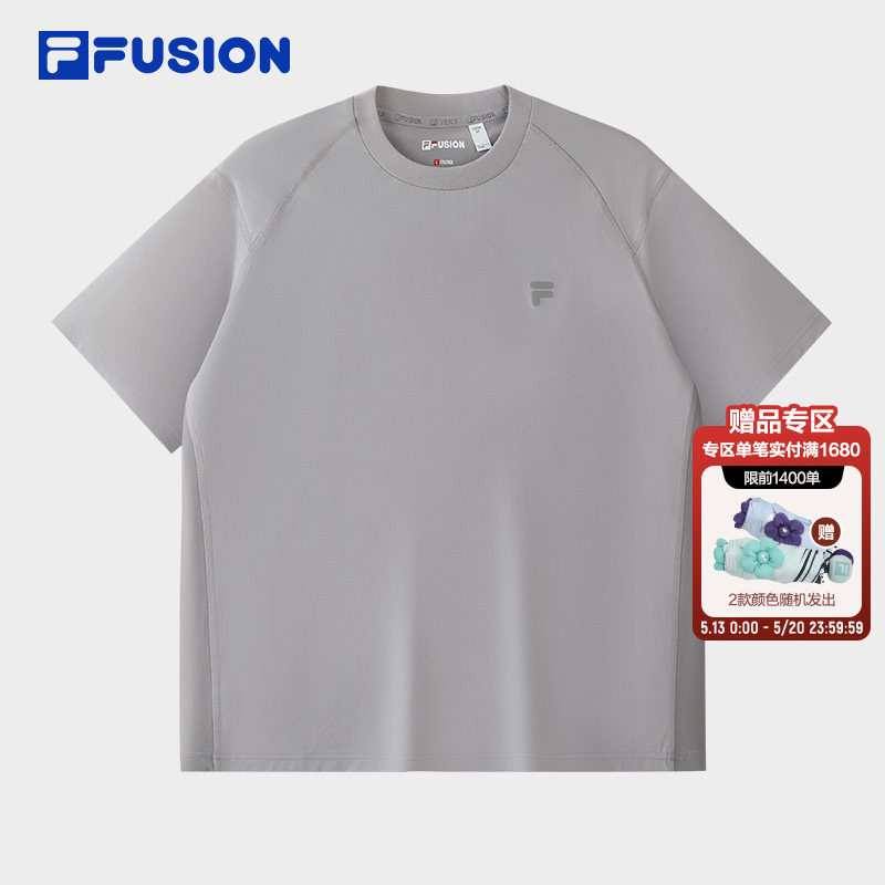 田曦薇同系列FILA FUSION斐乐潮牌短袖T恤男26夏新款拼