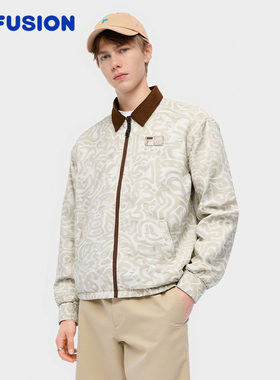 FILA FUSION | Mr Doodle联名斐乐潮牌翻领梭织外套2025冬季上衣