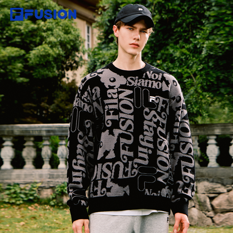 FILA FUSION斐乐潮牌情侣款编织衫女2025冬季新款休闲套头毛衣男,运动服/休闲服装,运动毛衣/线衫,淘宝优惠券,粉丝福利购,淘宝优惠卷