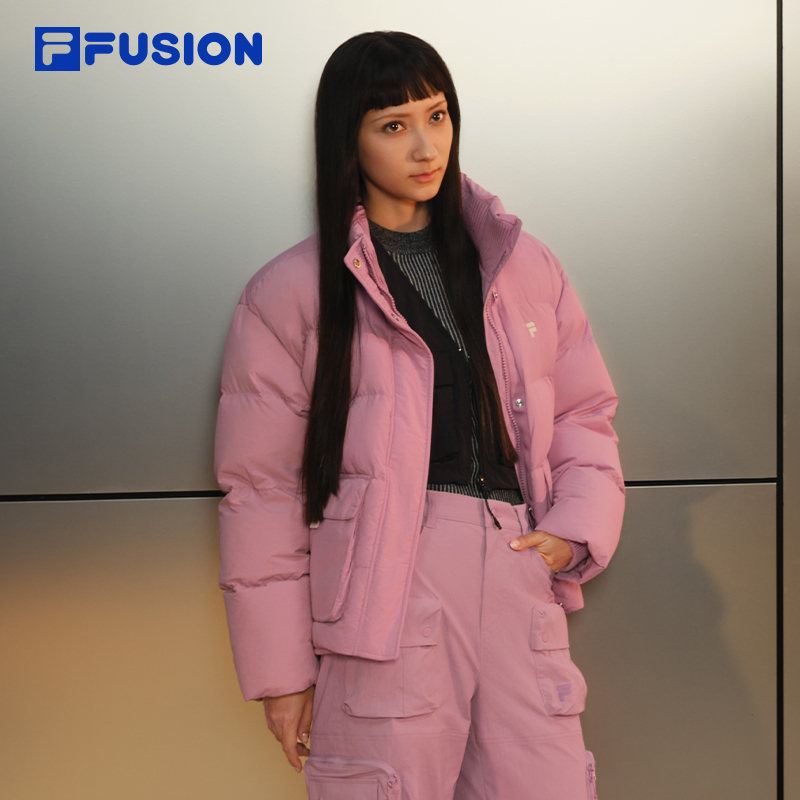 FILA FUSION斐乐潮牌羽绒服女2025冬季新款宽松保暖立领时尚外套