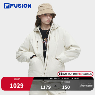 时尚 休闲宽松工装 FUSION斐乐潮牌棉服女2024春新款 FILA 连帽外套