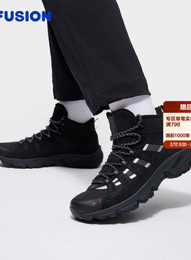 高帮加绒Como X丨FILA FUSION斐乐潮牌情侣湖系户外保暖休闲跑鞋