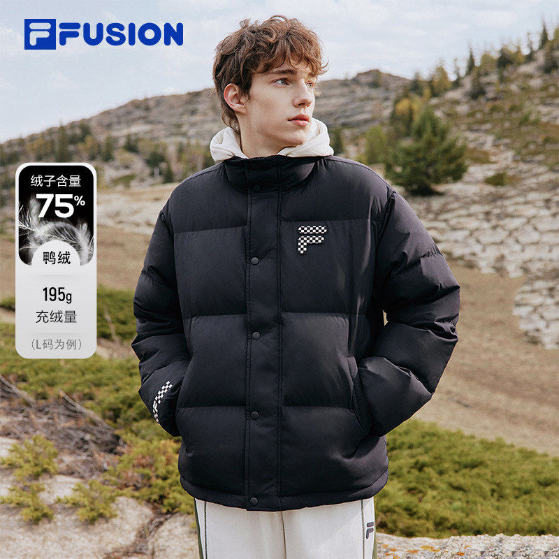 FILA FUSION斐乐羽绒服女冬季情侣装运动滑雪保暖防风立领外套男