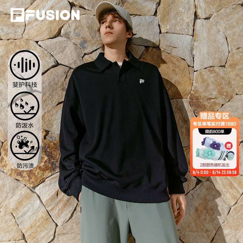 FILA FUSION斐乐潮牌情侣卫衣男2026秋季新款宽松套头运动上衣女