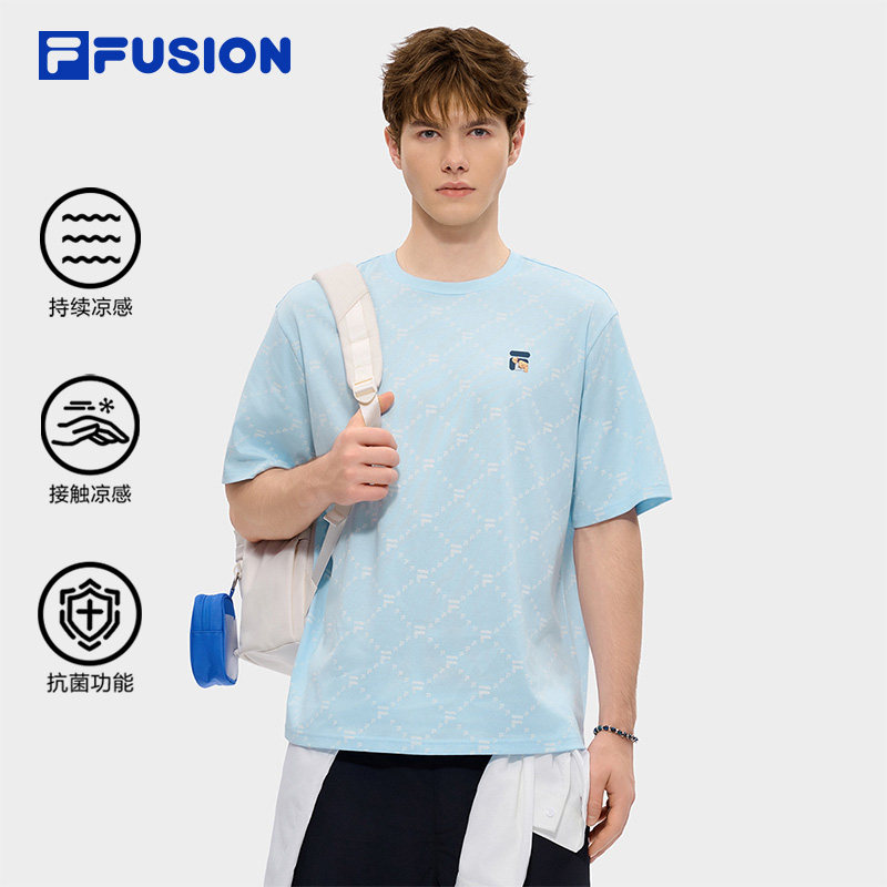 FILA FUSION斐乐潮牌情侣短袖t恤女26夏季新款可爱老花