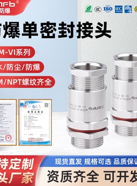 304不锈钢防爆格兰头DN20防爆电缆密封接头金属BDM-VI接管式接头