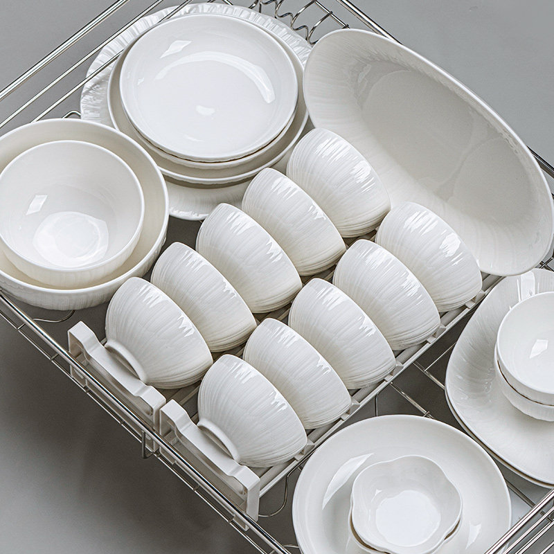 釉下彩碗碟套装家用2025新款景德镇纯白陶瓷餐具简约碗盘碗筷盘子