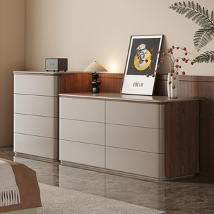 卧室高级感实木八斗柜客厅收纳柜简约床尾置物柜抽屉柜靠墙储物柜